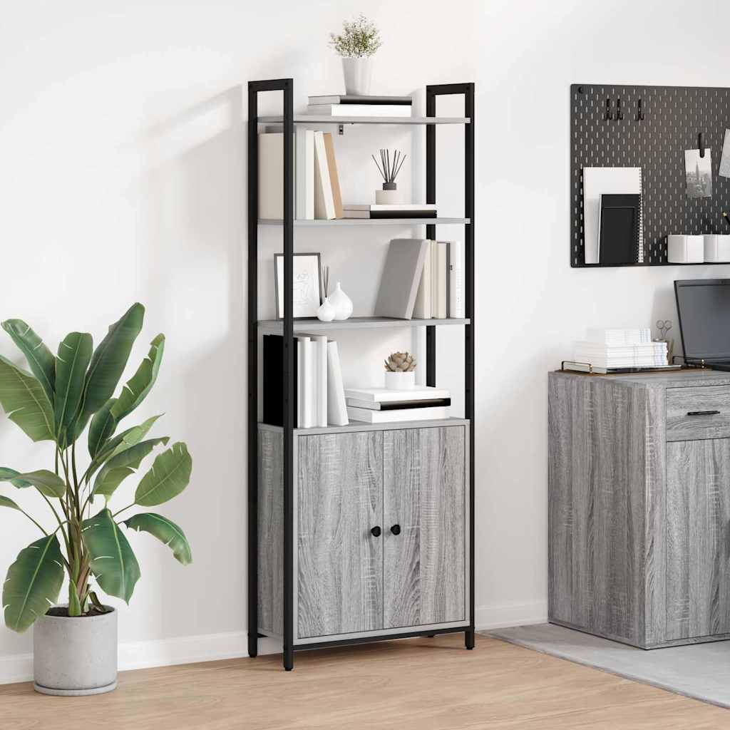 Könyvespolc 6 szintes 60 x 24 x 161 cm Szerelt Fa Szürke Sonoma