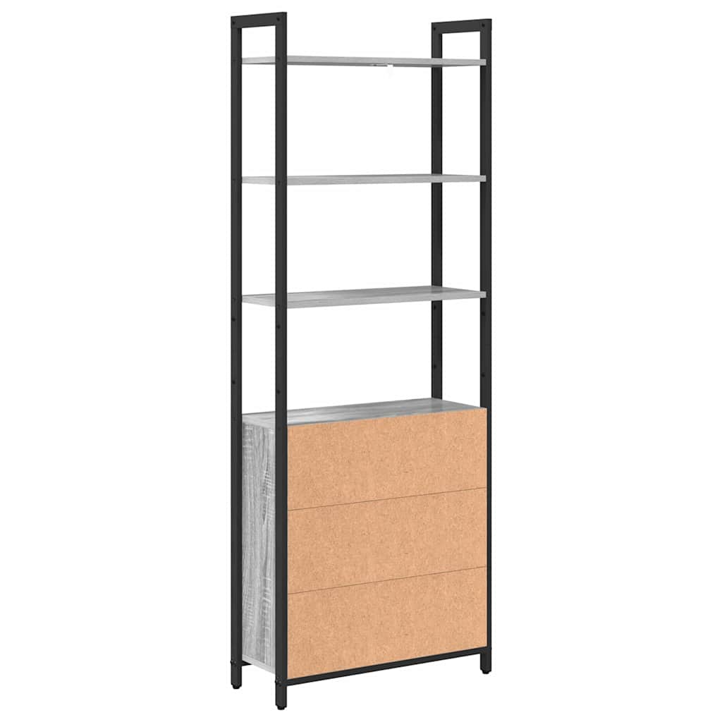 Könyvespolc 6 szintes 60 x 24 x 161 cm Szerelt Fa Szürke Sonoma