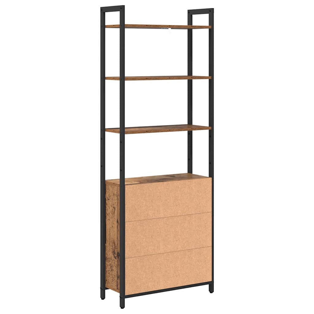 Könyvespolc 6 szintes 60 x 24 x 161 cm Szerelt Fa Öreg fa