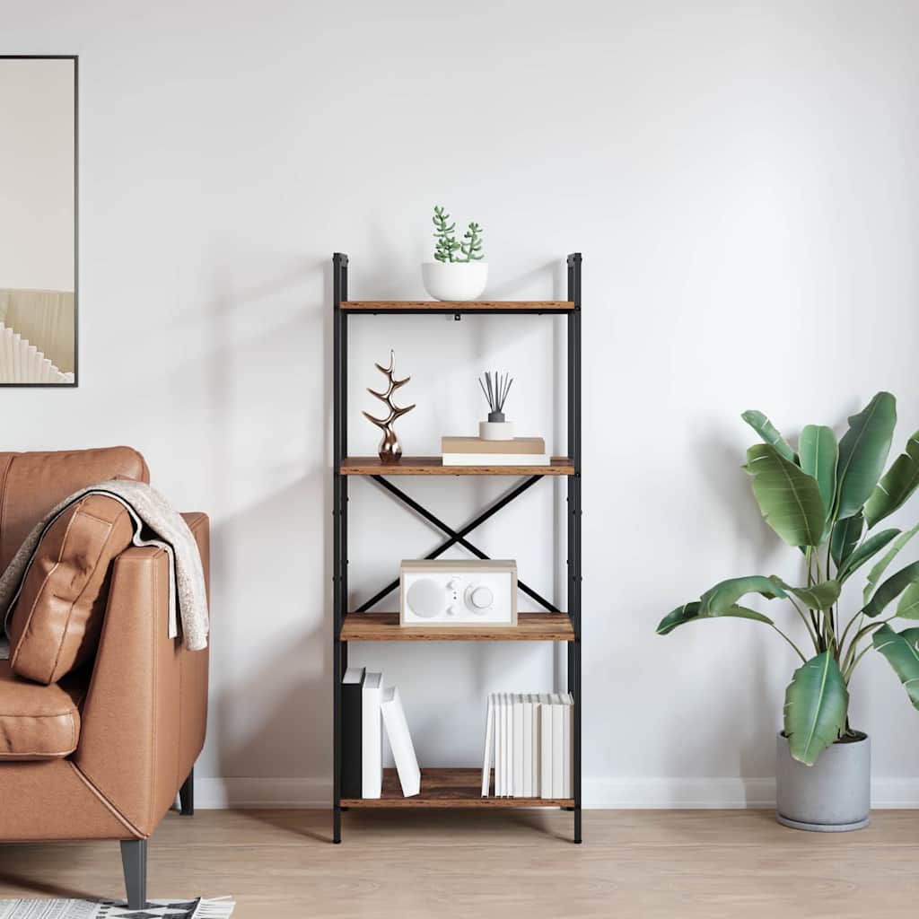 Könyvespolc 4 szintes 56 x 34 x 133,5 cm Szerelt Fa Öreg fa