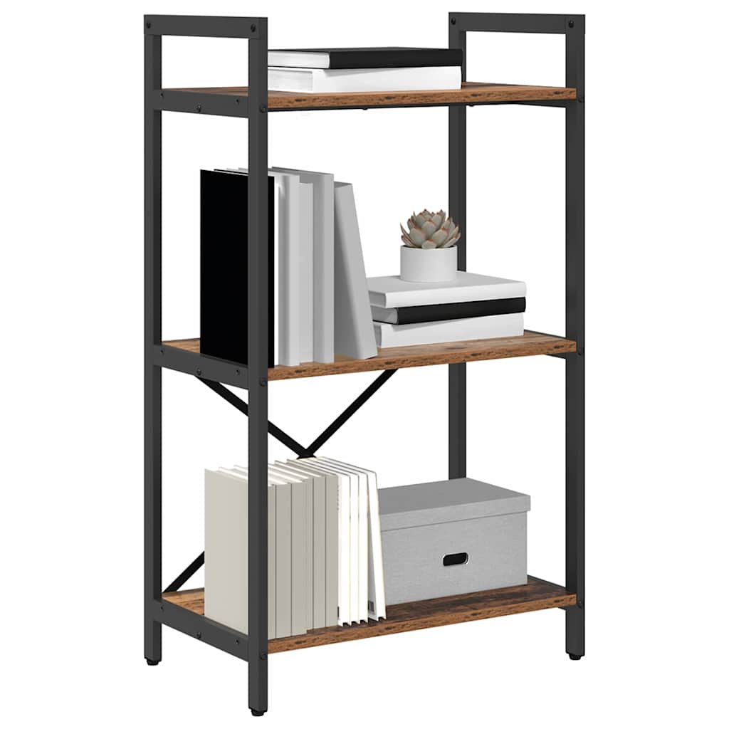 Könyvespolc 3 szintes 56 x 34 x 96 cm Szerelt Fa Öreg fa