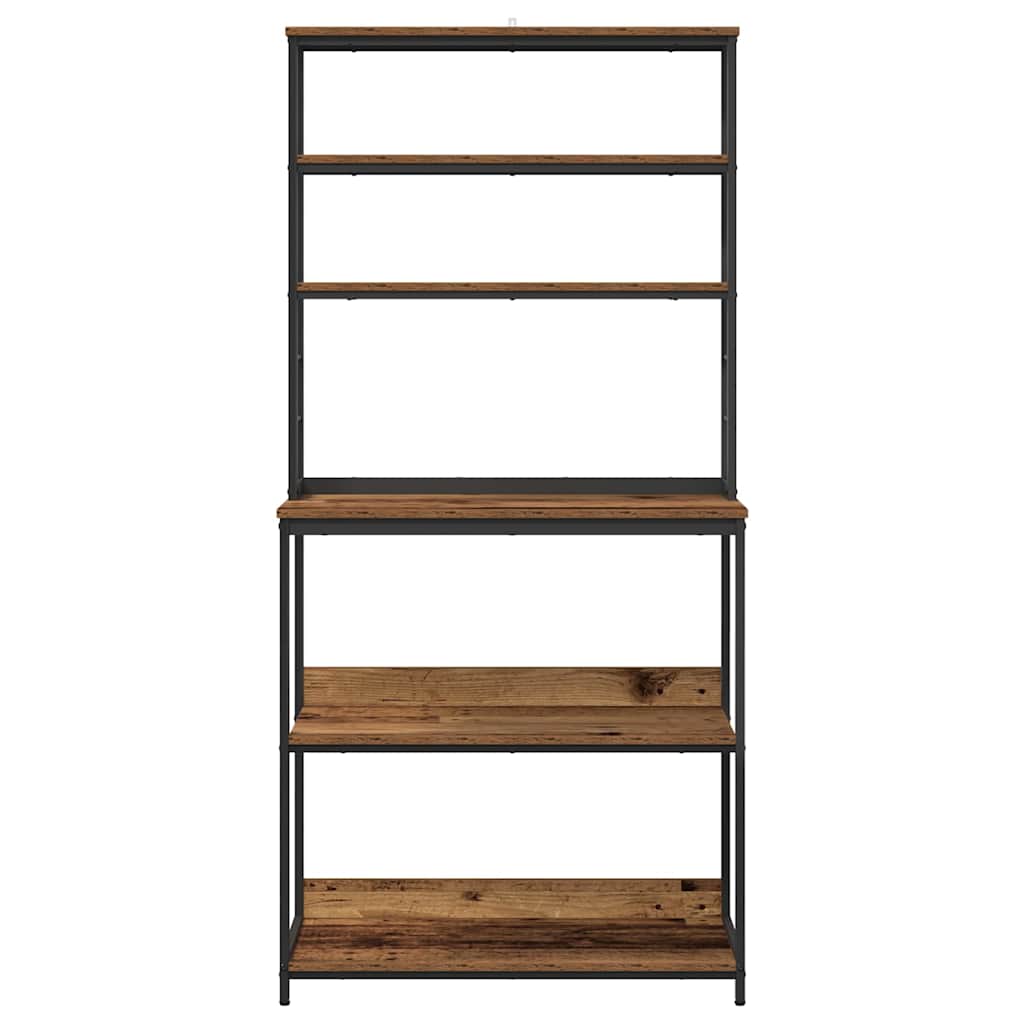 Konyhai polc 5 szintes 80 x 40 x 168 cm Szerelt Fa Öreg fa