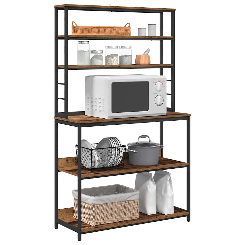 Konyhai polc 5 szintes 100 x 40 x 168 cm Szerelt Fa Öreg fa