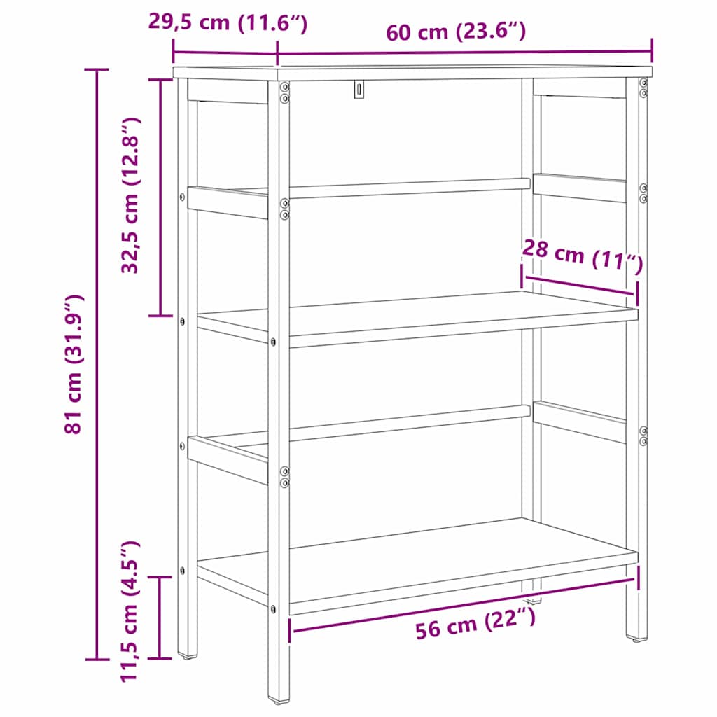 Könyvespolc Öreg fa 60 x 29,5 x 81 cm Faanyag
