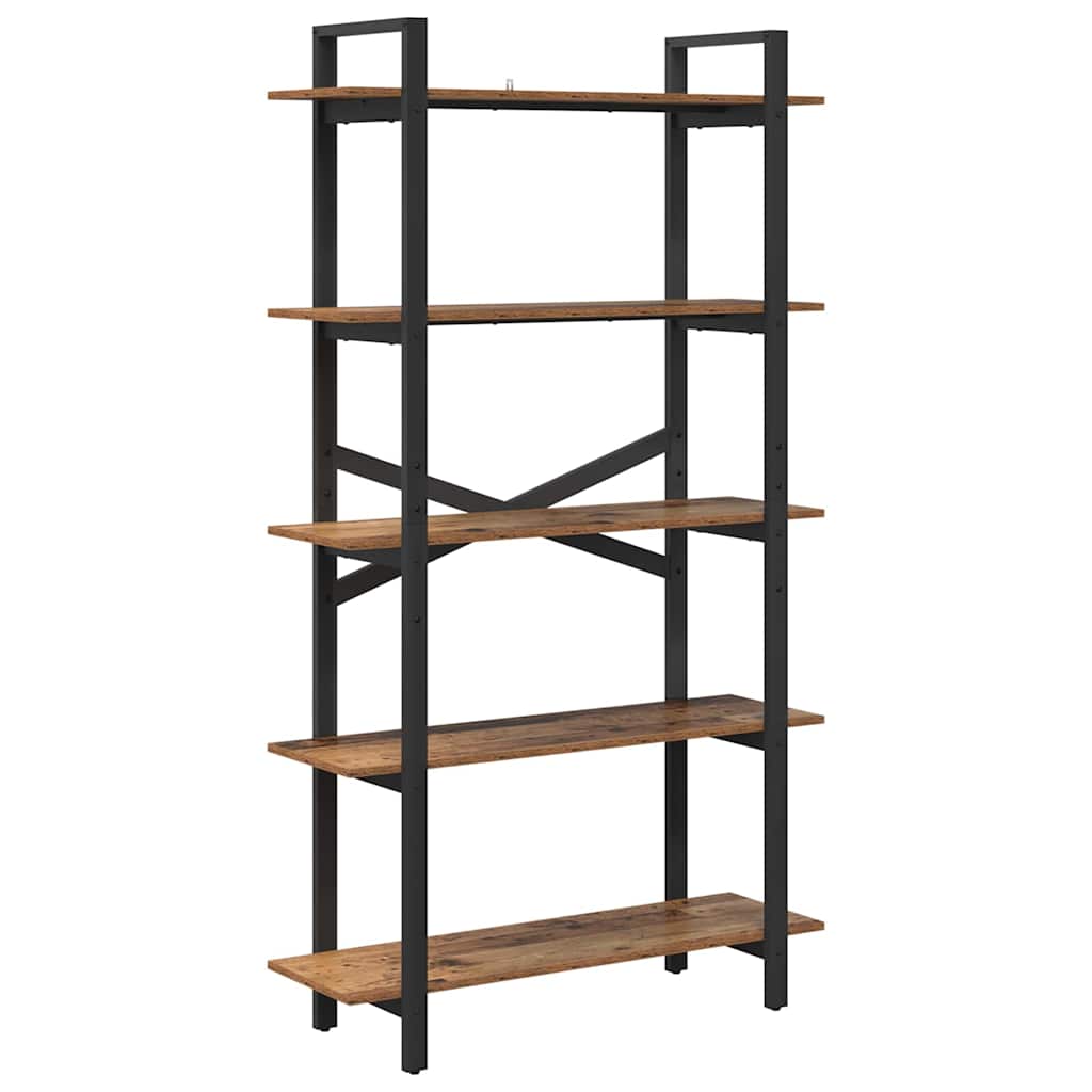 Könyvespolc 5 szintes 100 x 33,5 x 178 cm Szerelt Fa Öreg fa