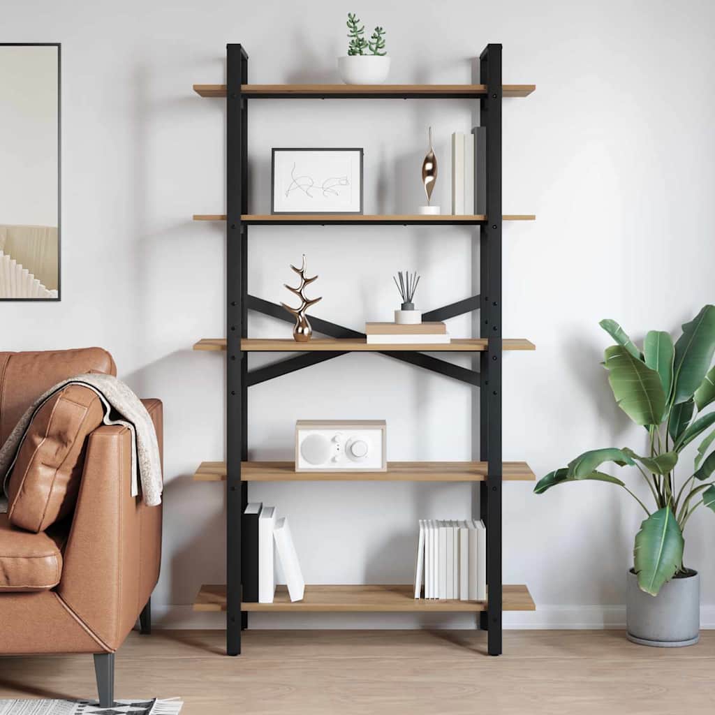 Könyvespolc 5 szintes 100 x 33,5 x 178 cm Szerelt Fa