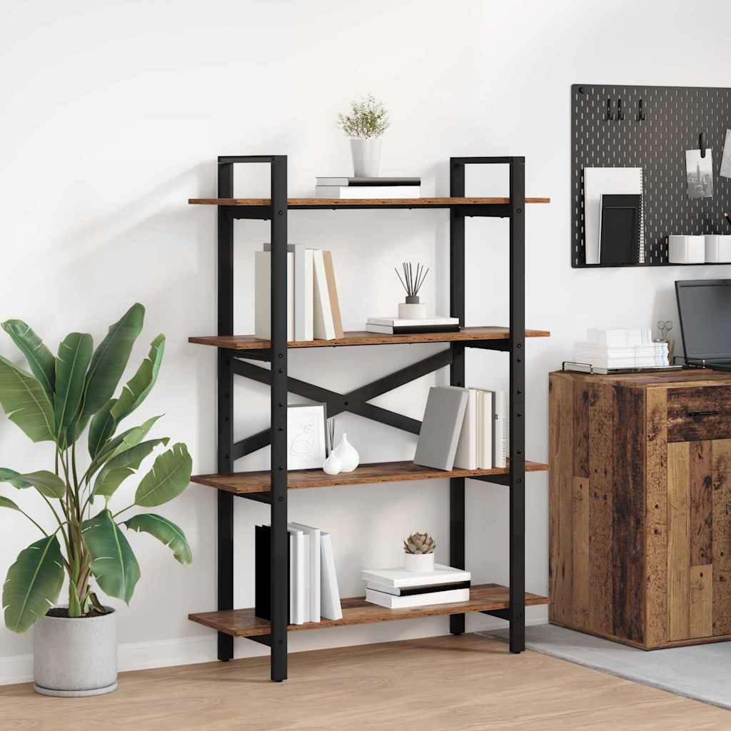 Könyvespolc 4 szintes 100 x 33,5 x 140 cm Szerelt Fa Öreg fa