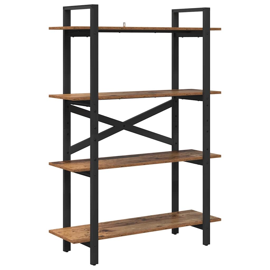Könyvespolc 4 szintes 100 x 33,5 x 140 cm Szerelt Fa Öreg fa