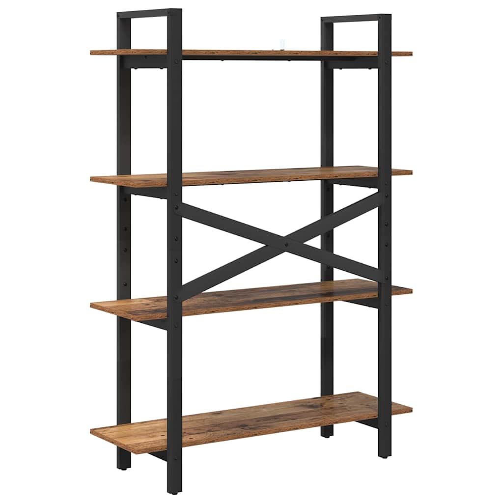 Könyvespolc 4 szintes 100 x 33,5 x 140 cm Szerelt Fa Öreg fa