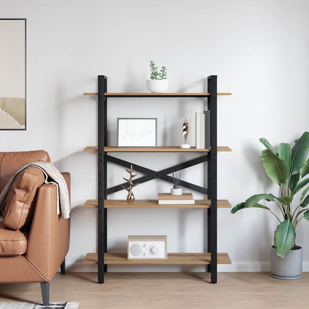 Könyvespolc 4 szintes 100 x 33,5 x 140 cm Szerelt Fa