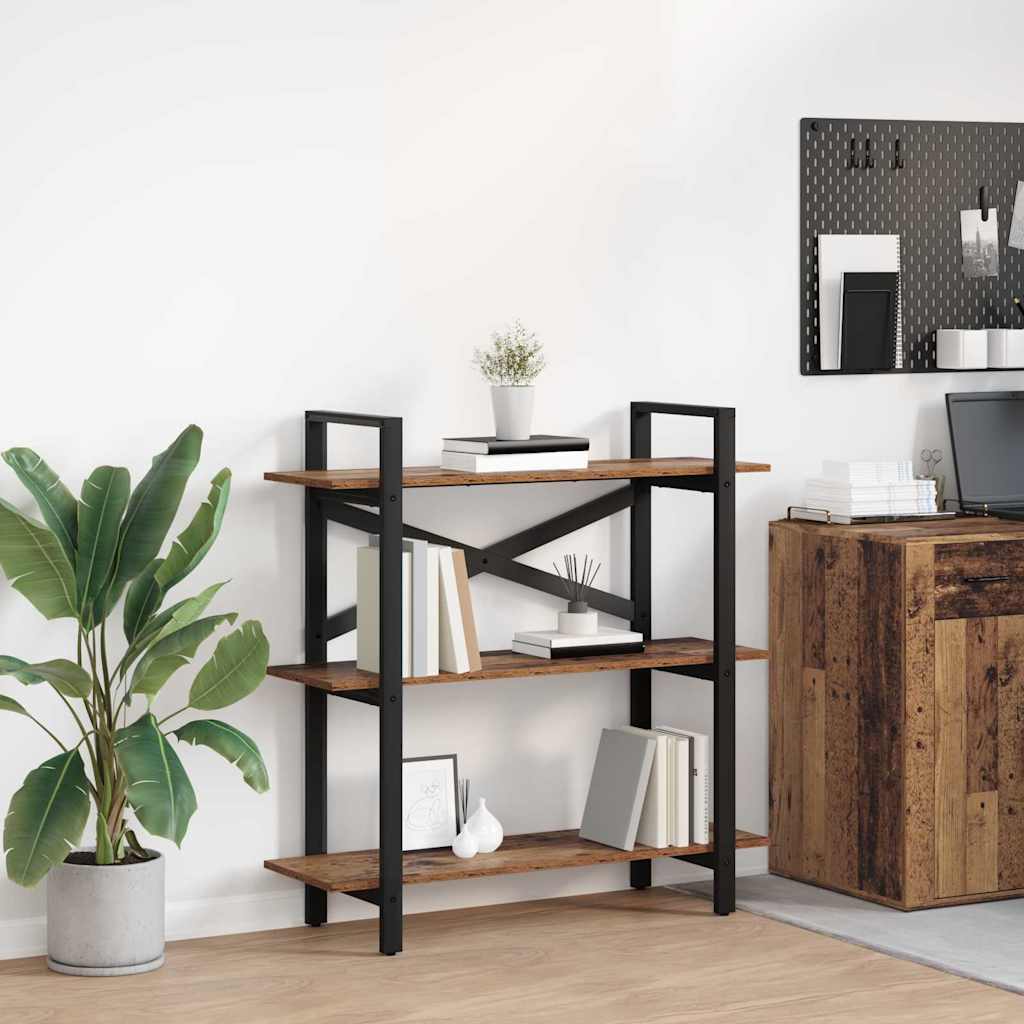 Könyvespolc 3 szintes 100 x 33,5 x 102 cm Szerelt Fa Öreg fa