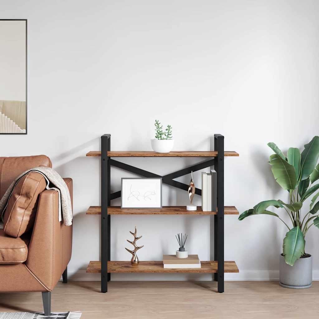 Könyvespolc 3 szintes 100 x 33,5 x 102 cm Szerelt Fa Öreg fa