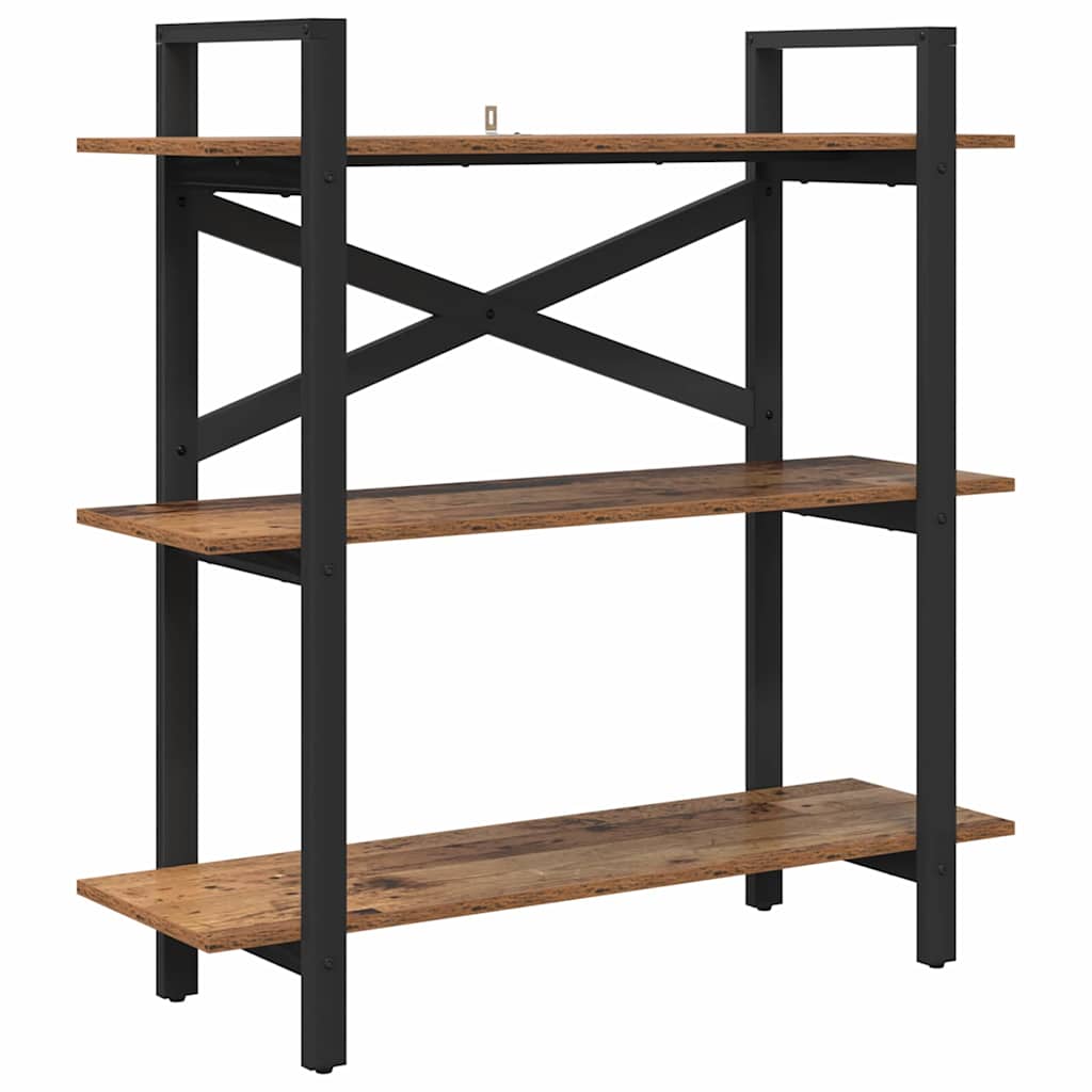 Könyvespolc 3 szintes 100 x 33,5 x 102 cm Szerelt Fa Öreg fa