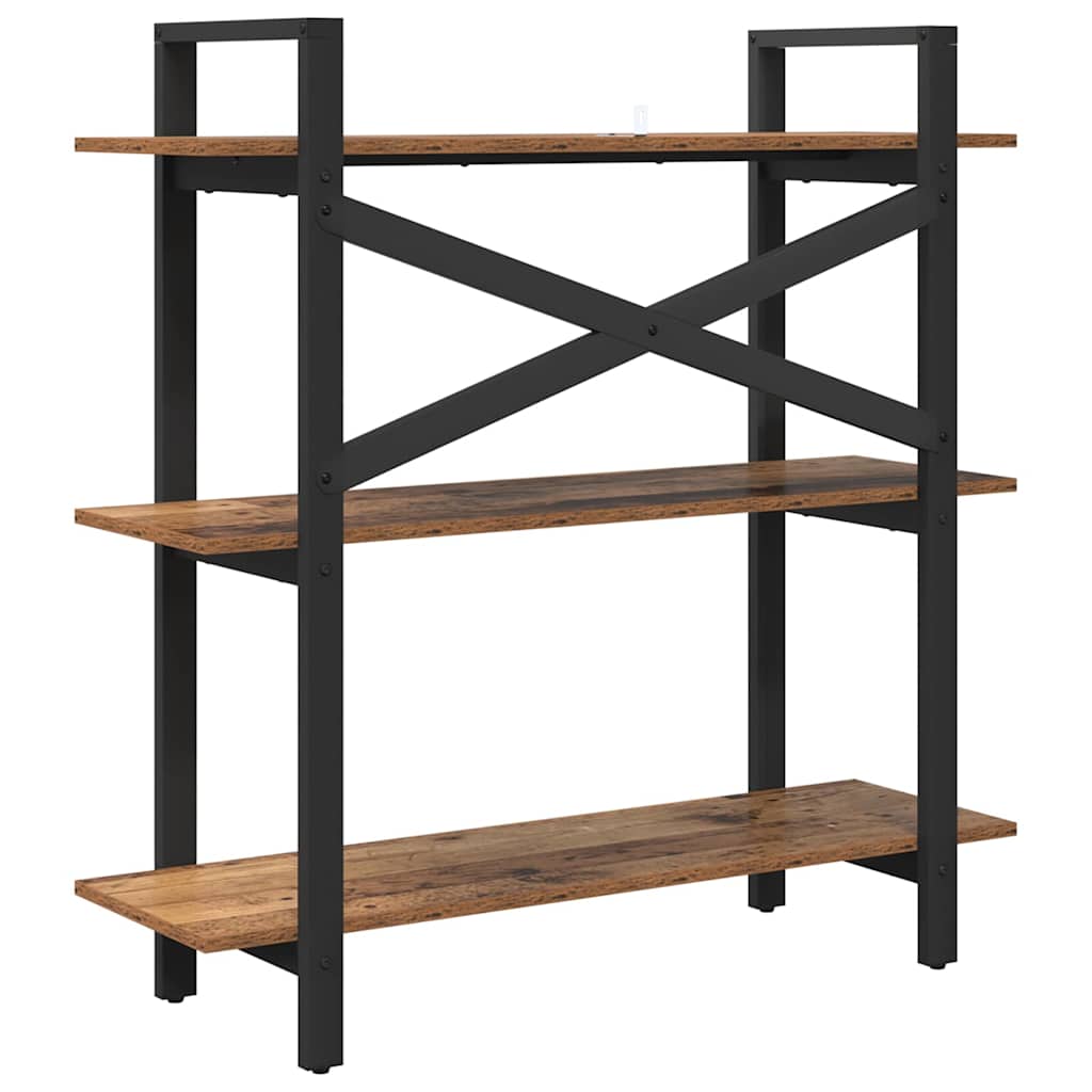 Könyvespolc 3 szintes 100 x 33,5 x 102 cm Szerelt Fa Öreg fa