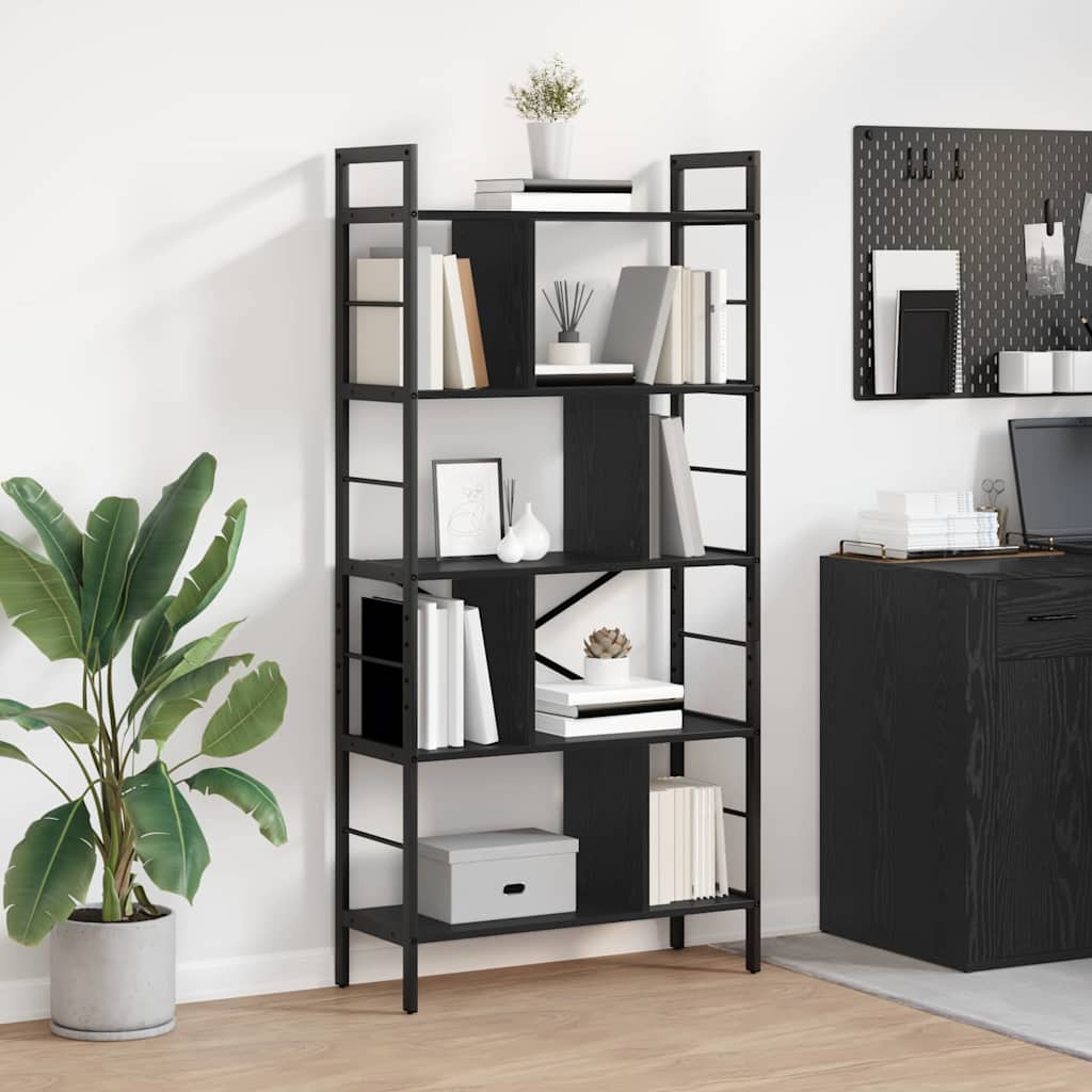 Könyvespolc 9 szintes 75 x 30 x 156 cm Szerelt Fa Fekete tölgy