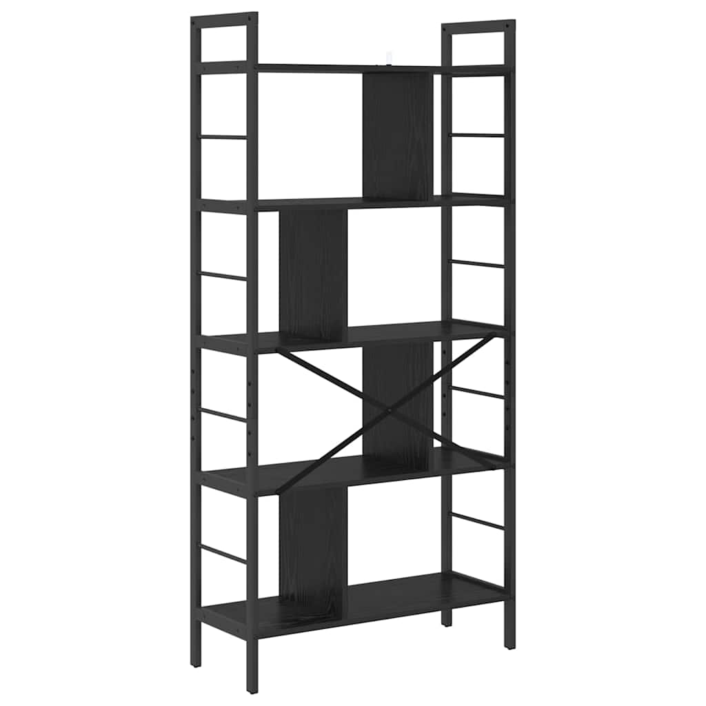 Könyvespolc 9 szintes 75 x 30 x 156 cm Szerelt Fa Fekete tölgy