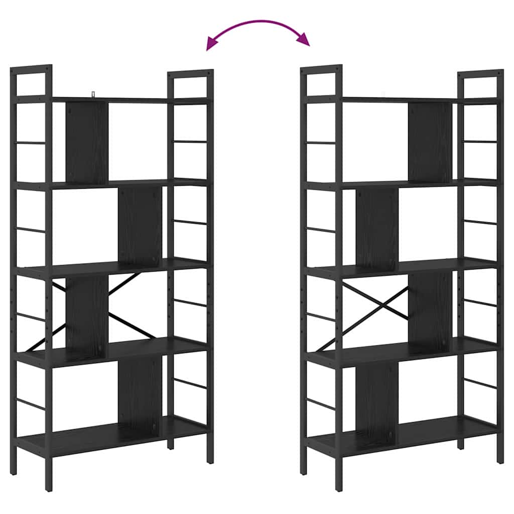 Könyvespolc 9 szintes 75 x 30 x 156 cm Szerelt Fa Fekete tölgy