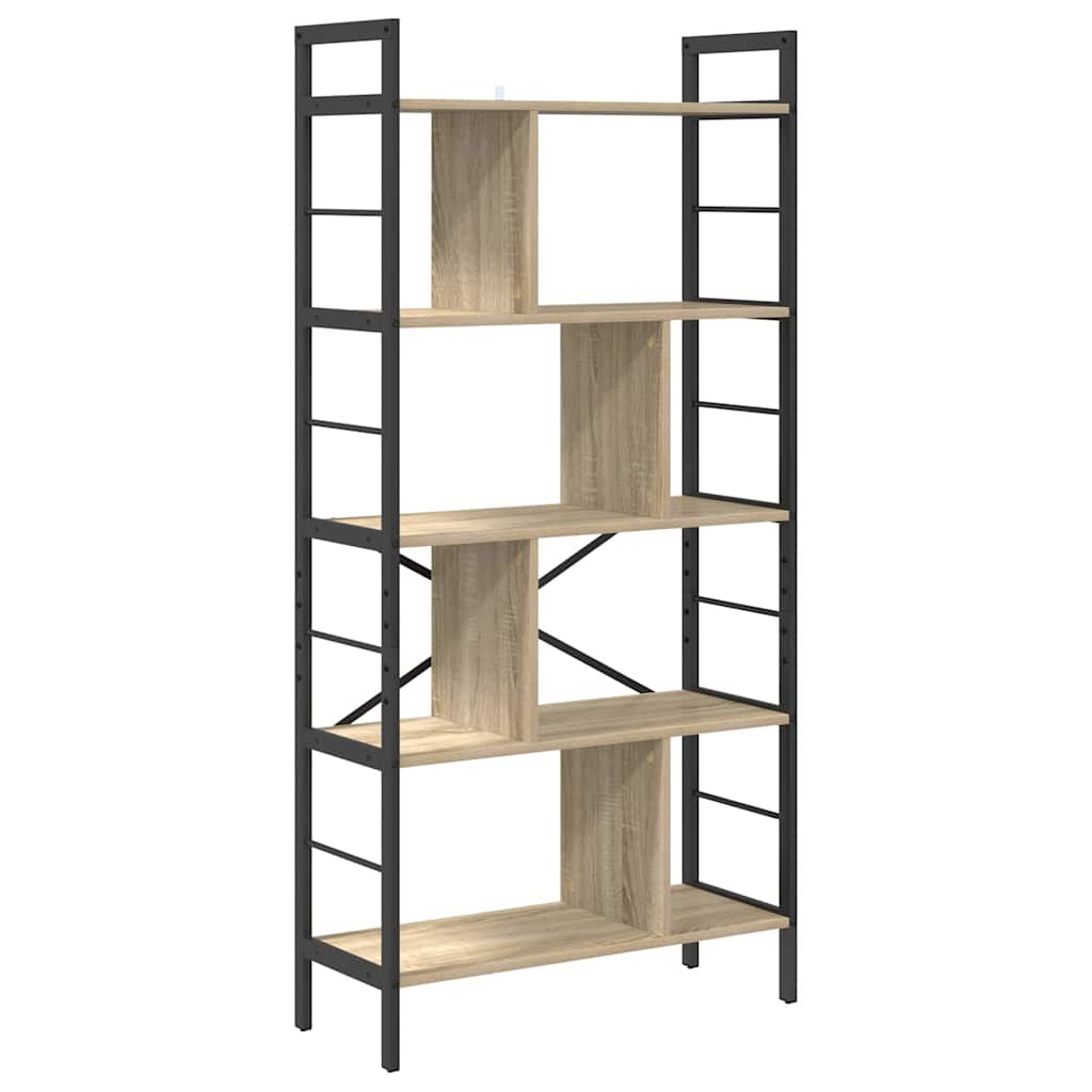 Könyvespolc 9 szintes 75 x 30 x 156 cm Szerelt Fa Sonoma tölgy