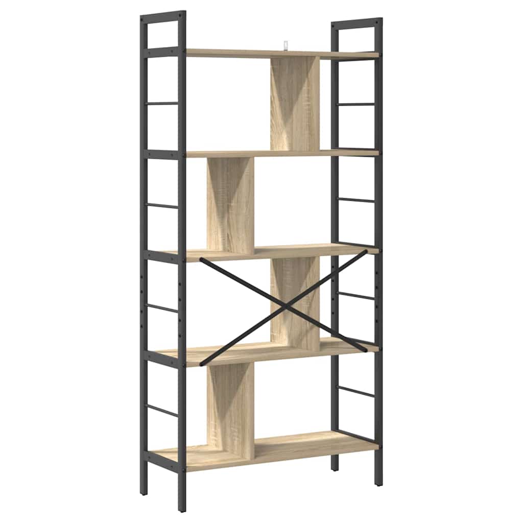 Könyvespolc 9 szintes 75 x 30 x 156 cm Szerelt Fa Sonoma tölgy