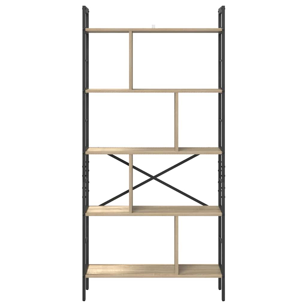 Könyvespolc 9 szintes 75 x 30 x 156 cm Szerelt Fa Sonoma tölgy