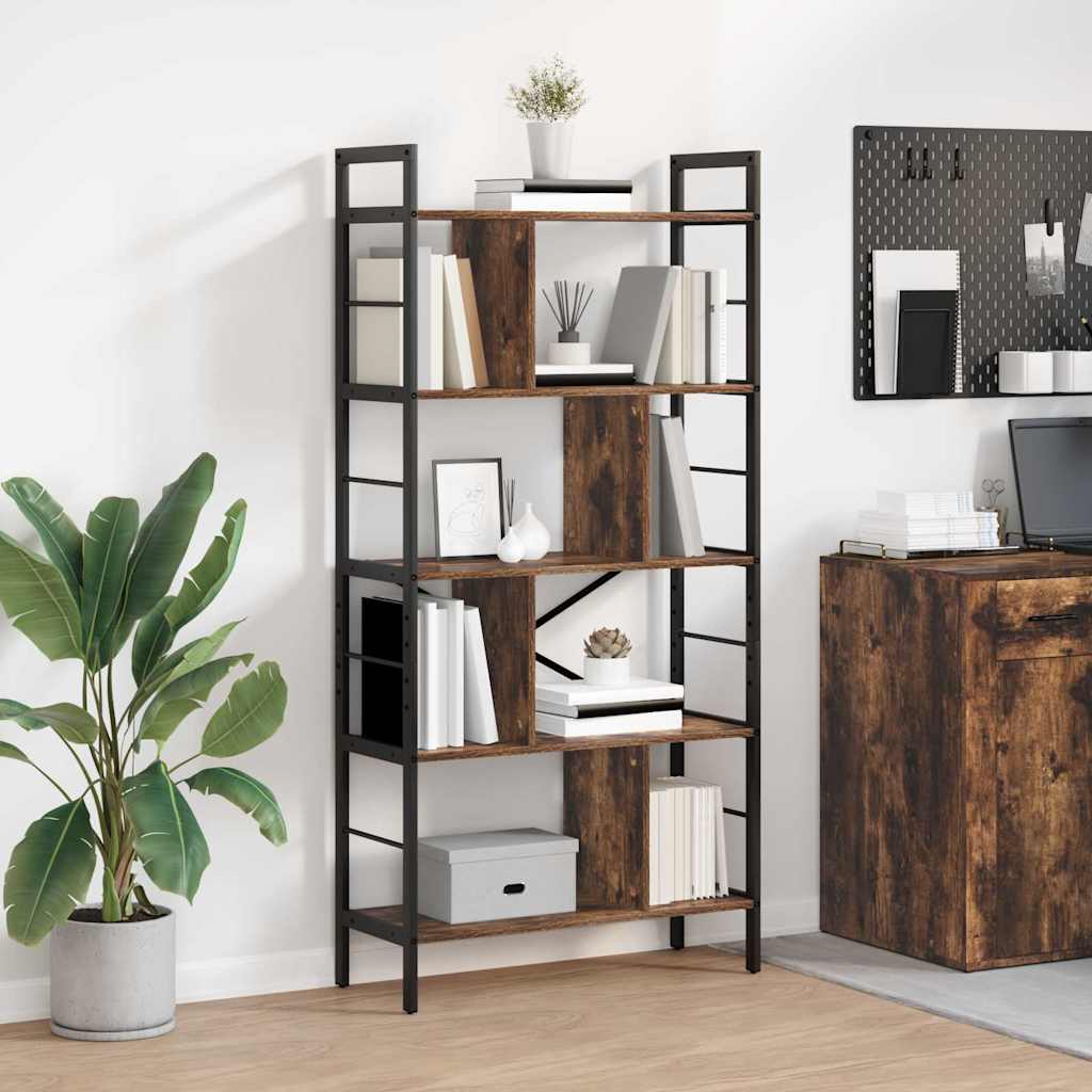 Könyvespolc 9 szintes 75 x 30 x 156 cm Szerelt Fa Füstölt tölgy