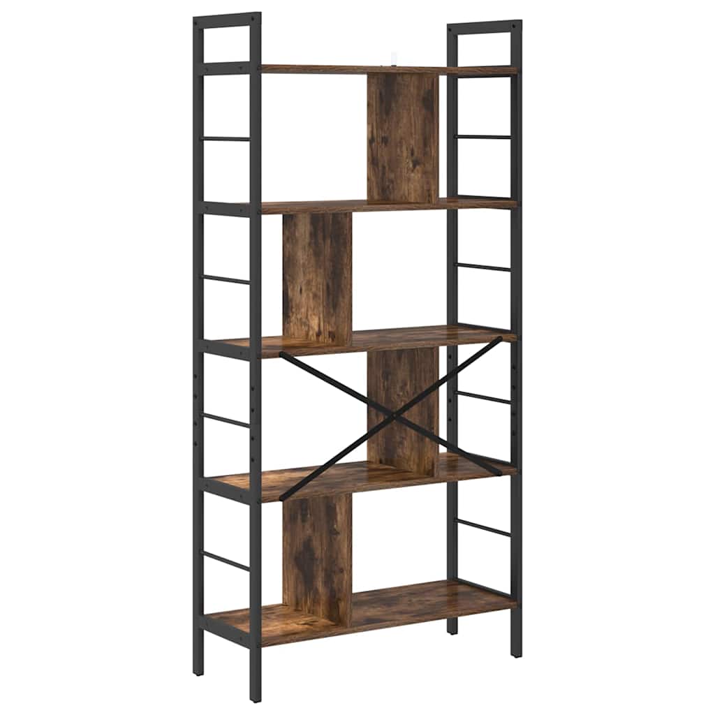 Könyvespolc 9 szintes 75 x 30 x 156 cm Szerelt Fa Füstölt tölgy