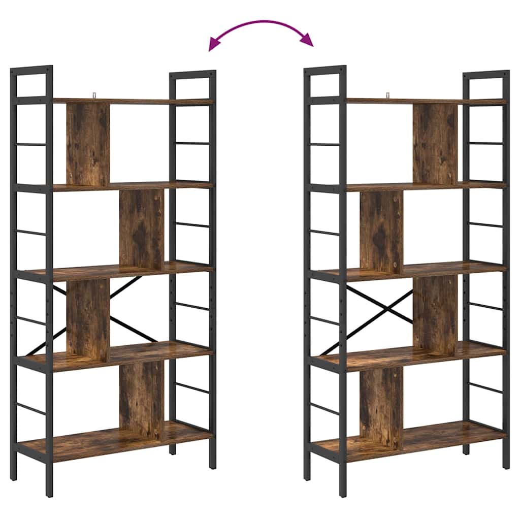 Könyvespolc 9 szintes 75 x 30 x 156 cm Szerelt Fa Füstölt tölgy