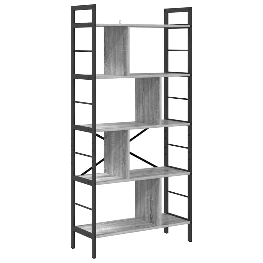 Könyvespolc 9 szintes 75 x 30 x 156 cm Szerelt Fa Szürke Sonoma