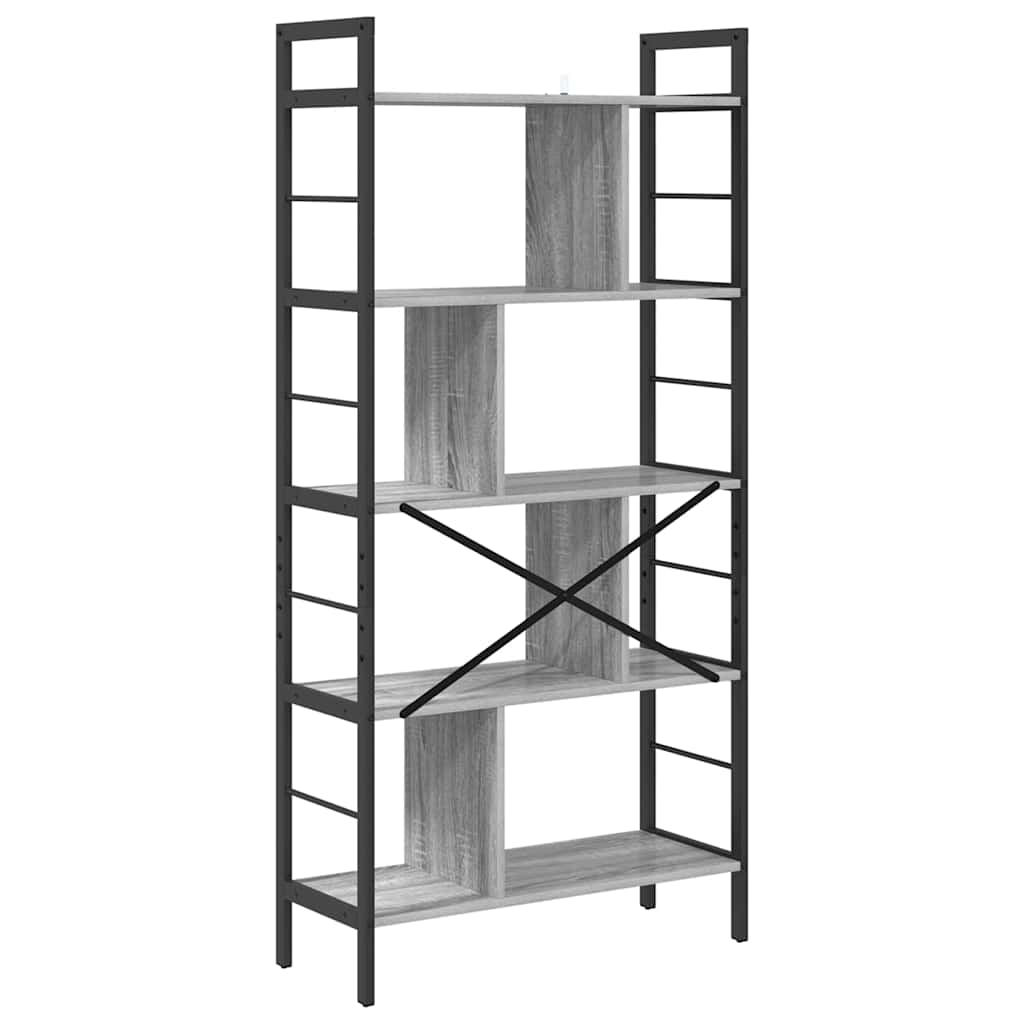 Könyvespolc 9 szintes 75 x 30 x 156 cm Szerelt Fa Szürke Sonoma
