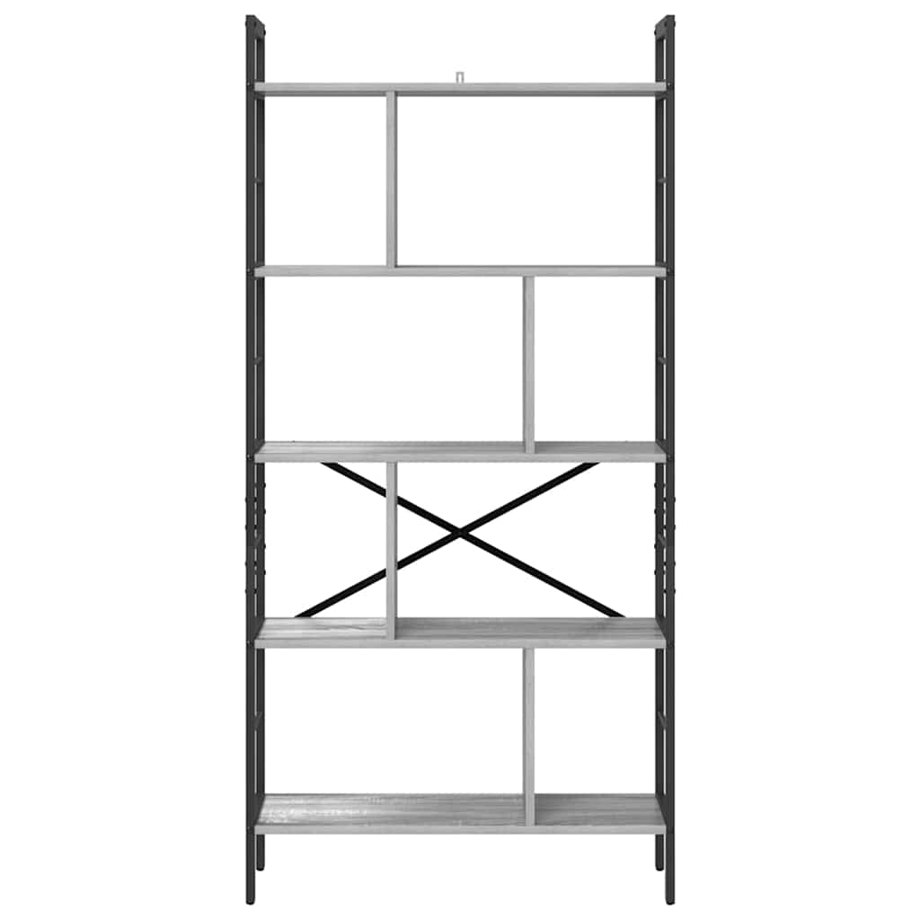 Könyvespolc 9 szintes 75 x 30 x 156 cm Szerelt Fa Szürke Sonoma