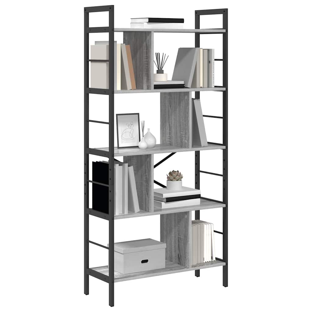 Könyvespolc 9 szintes 75 x 30 x 156 cm Szerelt Fa Szürke Sonoma