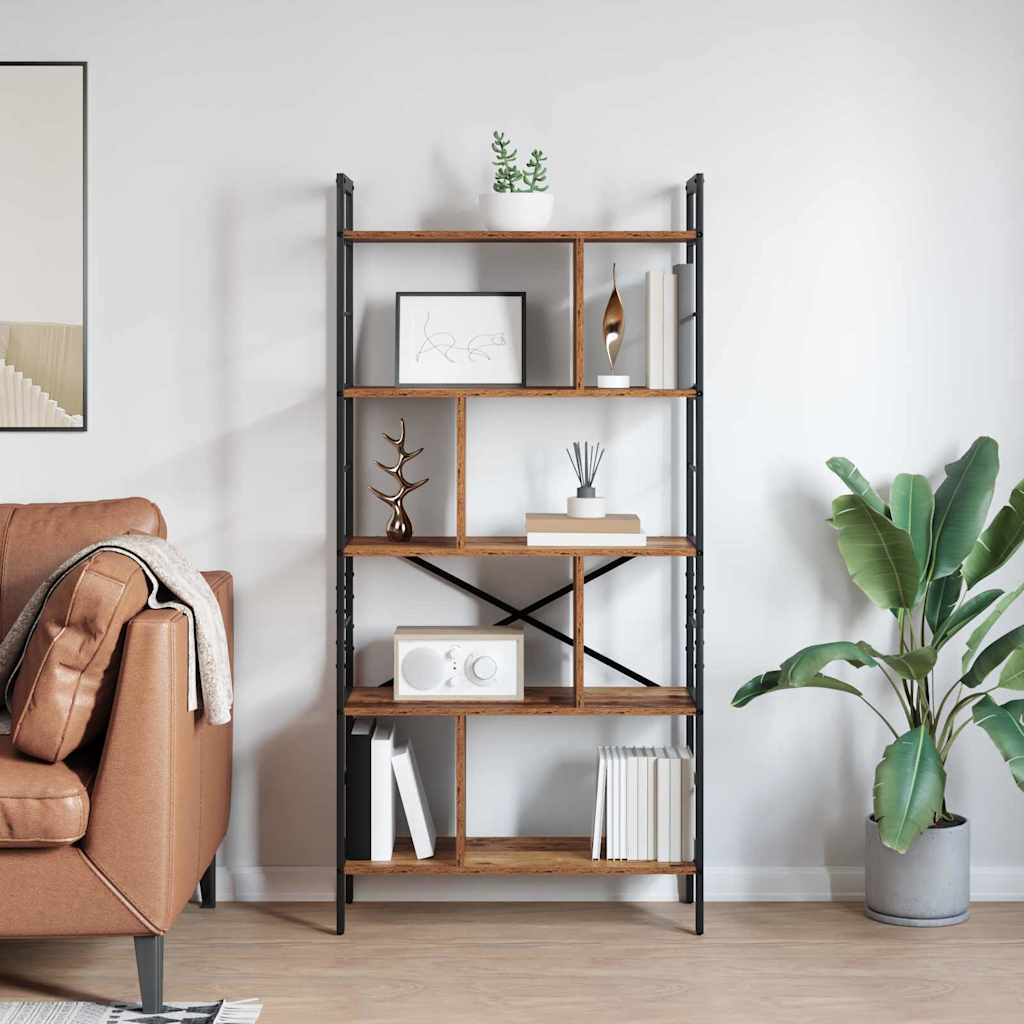 Könyvespolc 9 szintes 75 x 30 x 156 cm Szerelt Fa Öreg fa