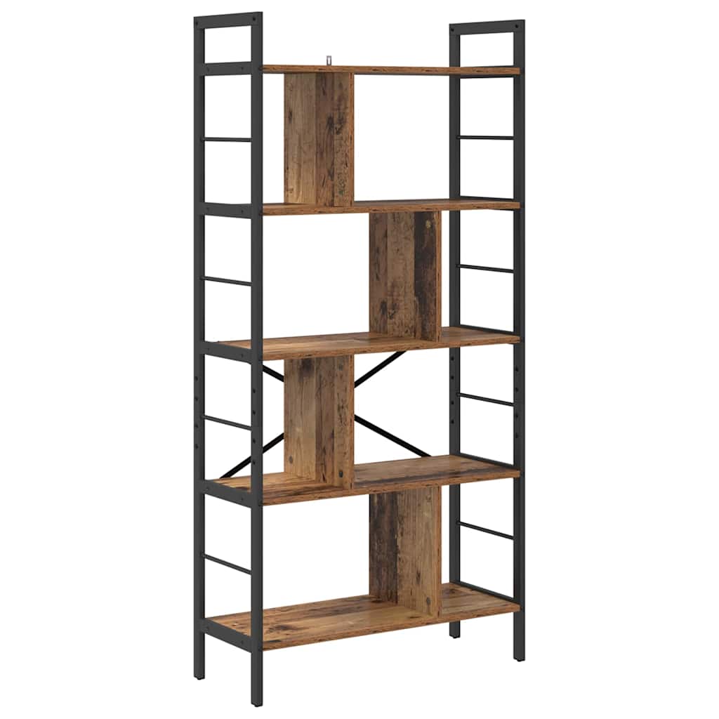 Könyvespolc 9 szintes 75 x 30 x 156 cm Szerelt Fa Öreg fa