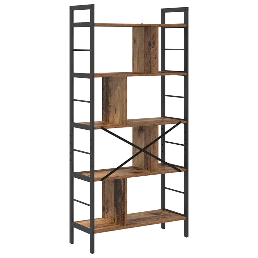 Könyvespolc 9 szintes 75 x 30 x 156 cm Szerelt Fa Öreg fa