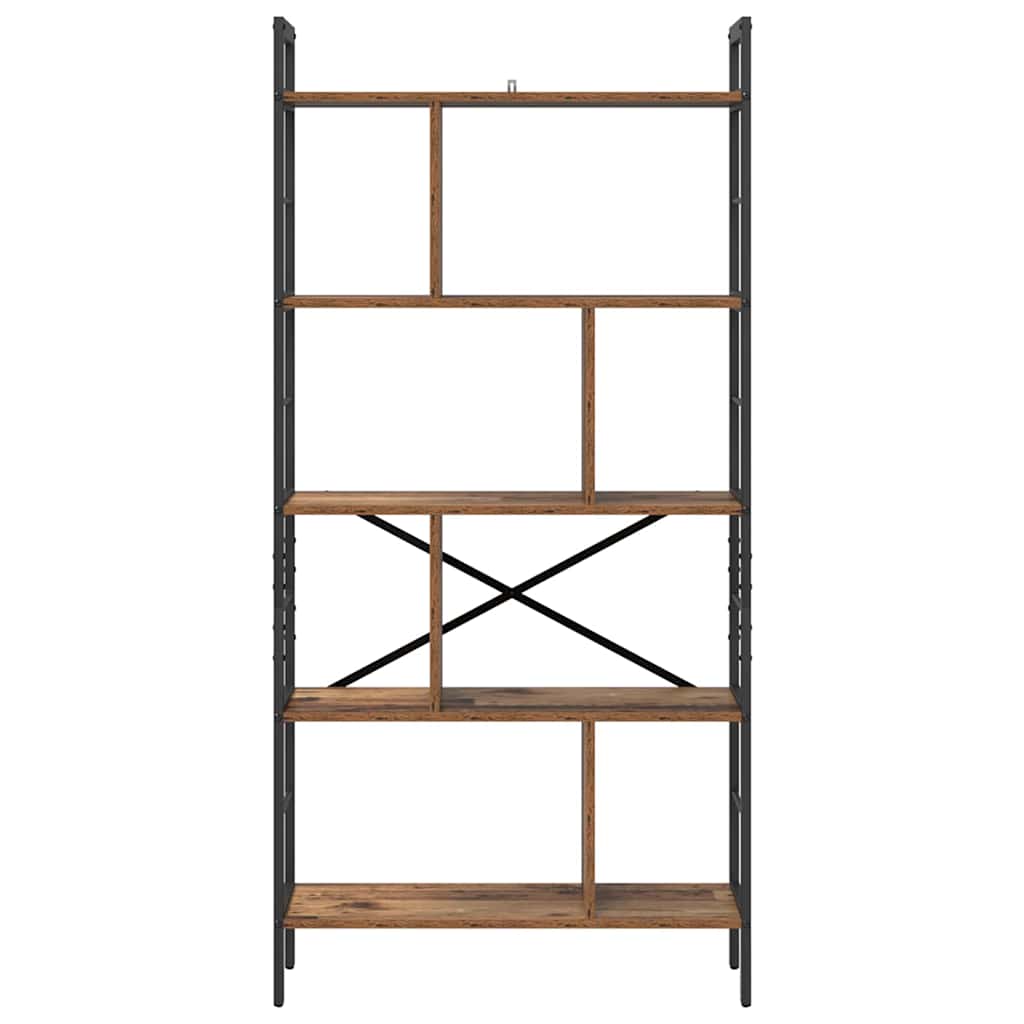 Könyvespolc 9 szintes 75 x 30 x 156 cm Szerelt Fa Öreg fa