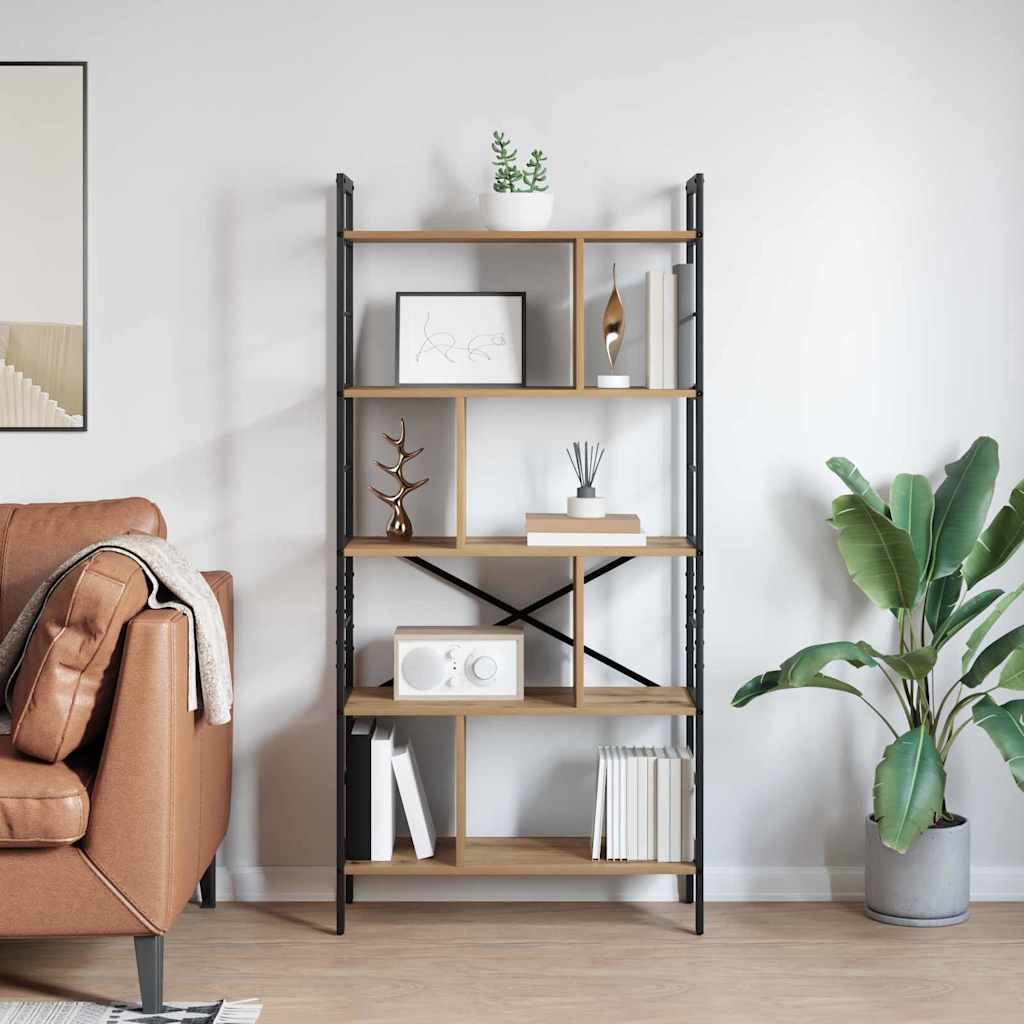 Könyvespolc 9 szintes 75 x 30 x 156 cm Szerelt Fa Artisan tölgy