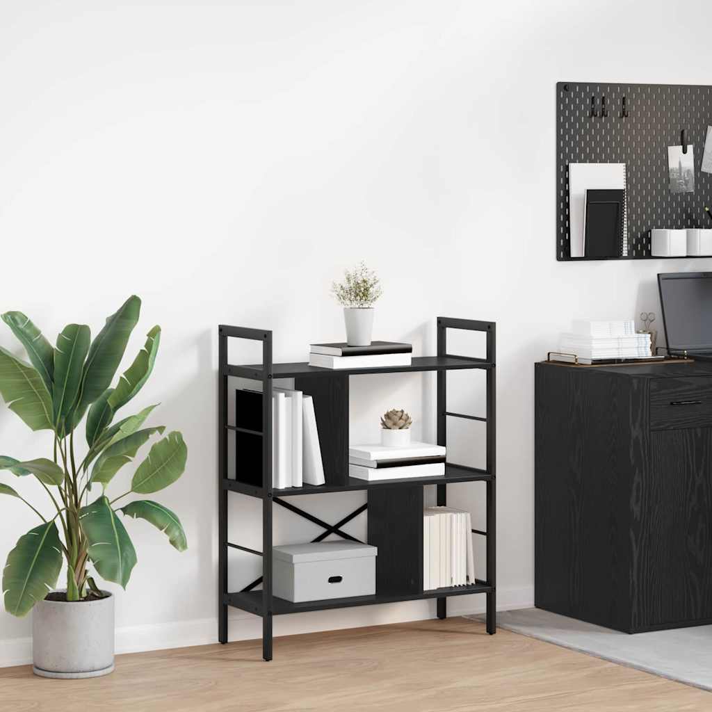 Könyvespolc 5 szintes 75 x 30 x 91 cm Szerelt Fa Fekete tölgy