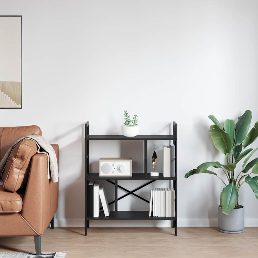 Könyvespolc 5 szintes 75 x 30 x 91 cm Szerelt Fa Fekete tölgy