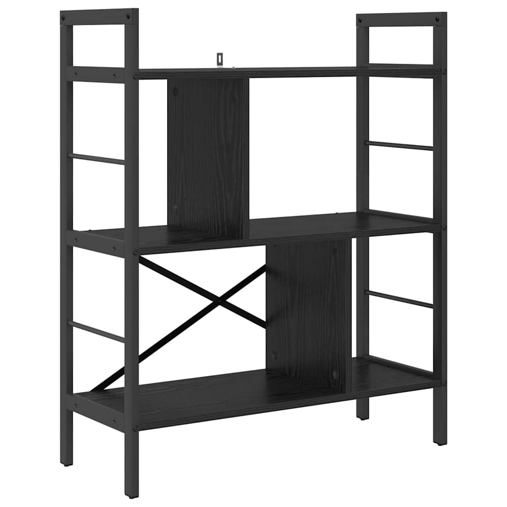 Könyvespolc 5 szintes 75 x 30 x 91 cm Szerelt Fa Fekete tölgy