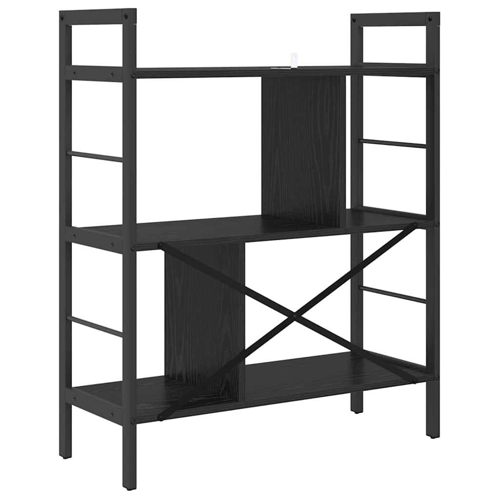 Könyvespolc 5 szintes 75 x 30 x 91 cm Szerelt Fa Fekete tölgy