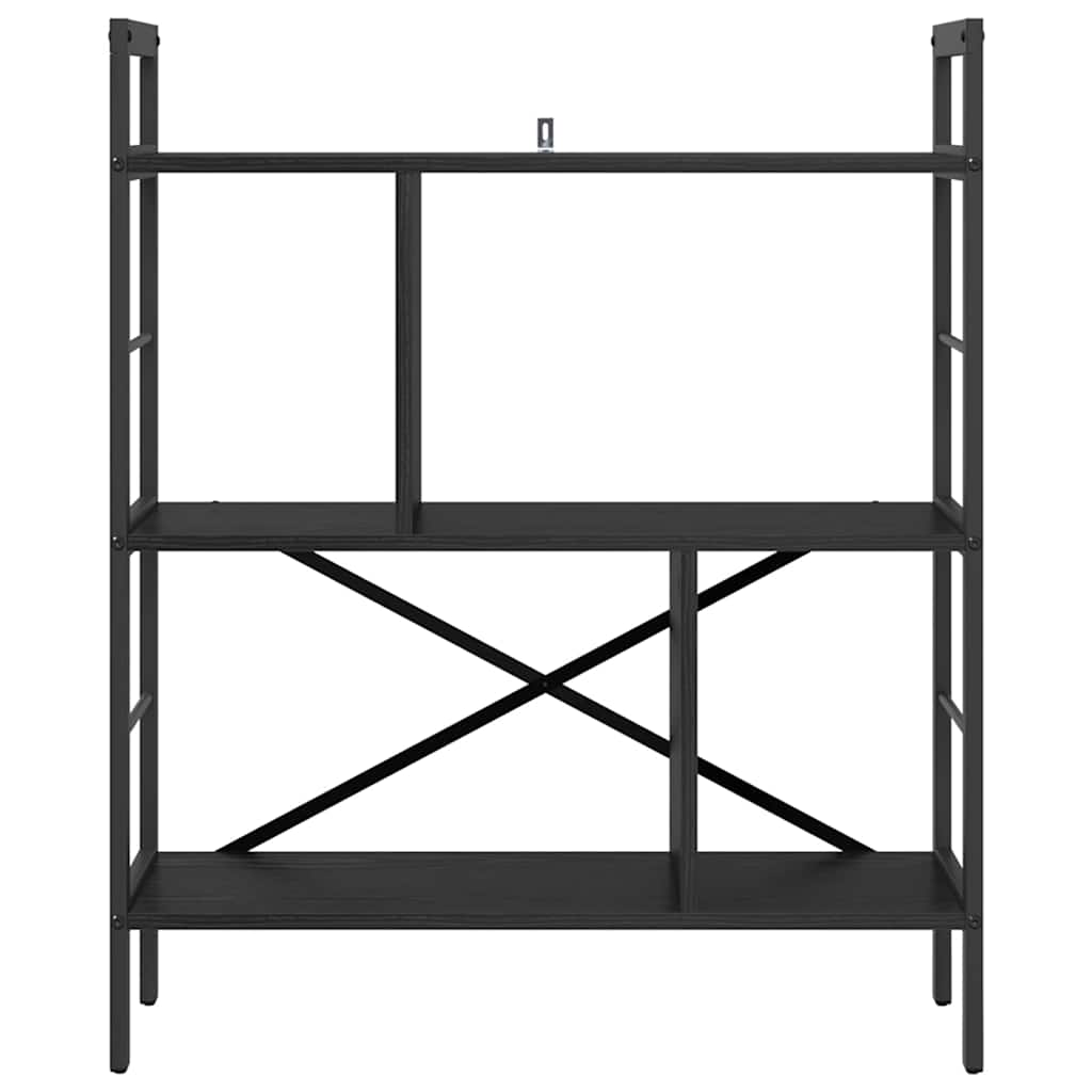 Könyvespolc 5 szintes 75 x 30 x 91 cm Szerelt Fa Fekete tölgy