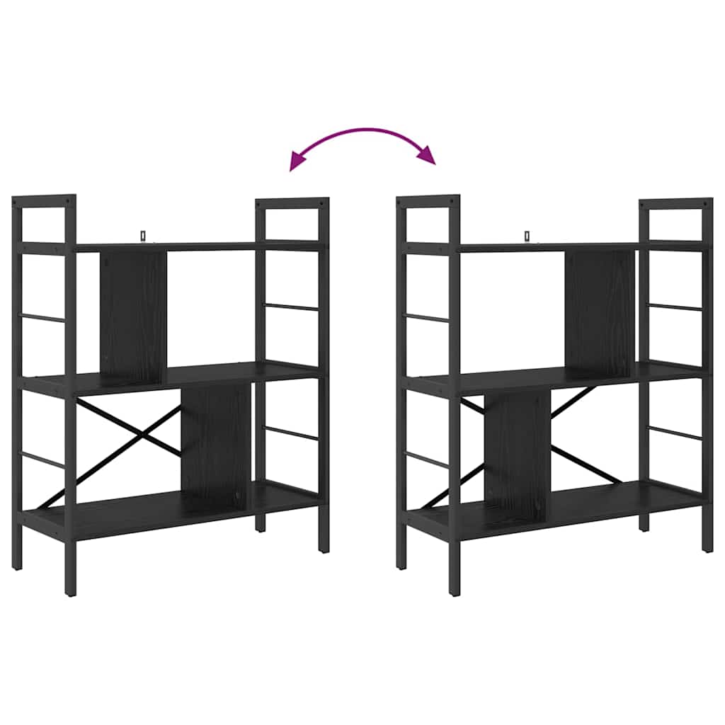 Könyvespolc 5 szintes 75 x 30 x 91 cm Szerelt Fa Fekete tölgy