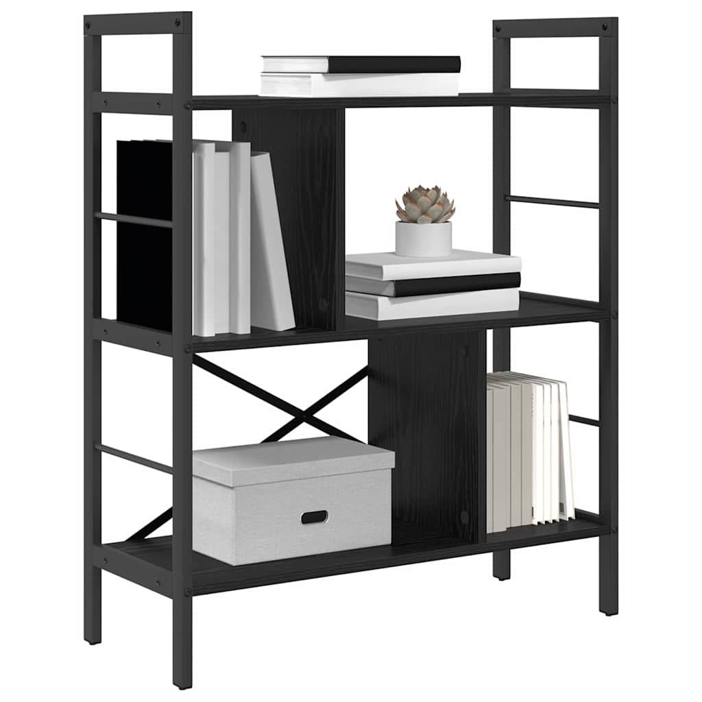 Könyvespolc 5 szintes 75 x 30 x 91 cm Szerelt Fa Fekete tölgy