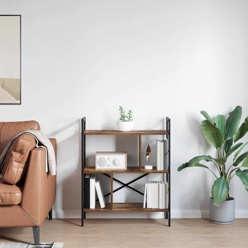 Könyvespolc 5 szintes 75 x 30 x 91 cm Szerelt Fa Füstölt tölgy