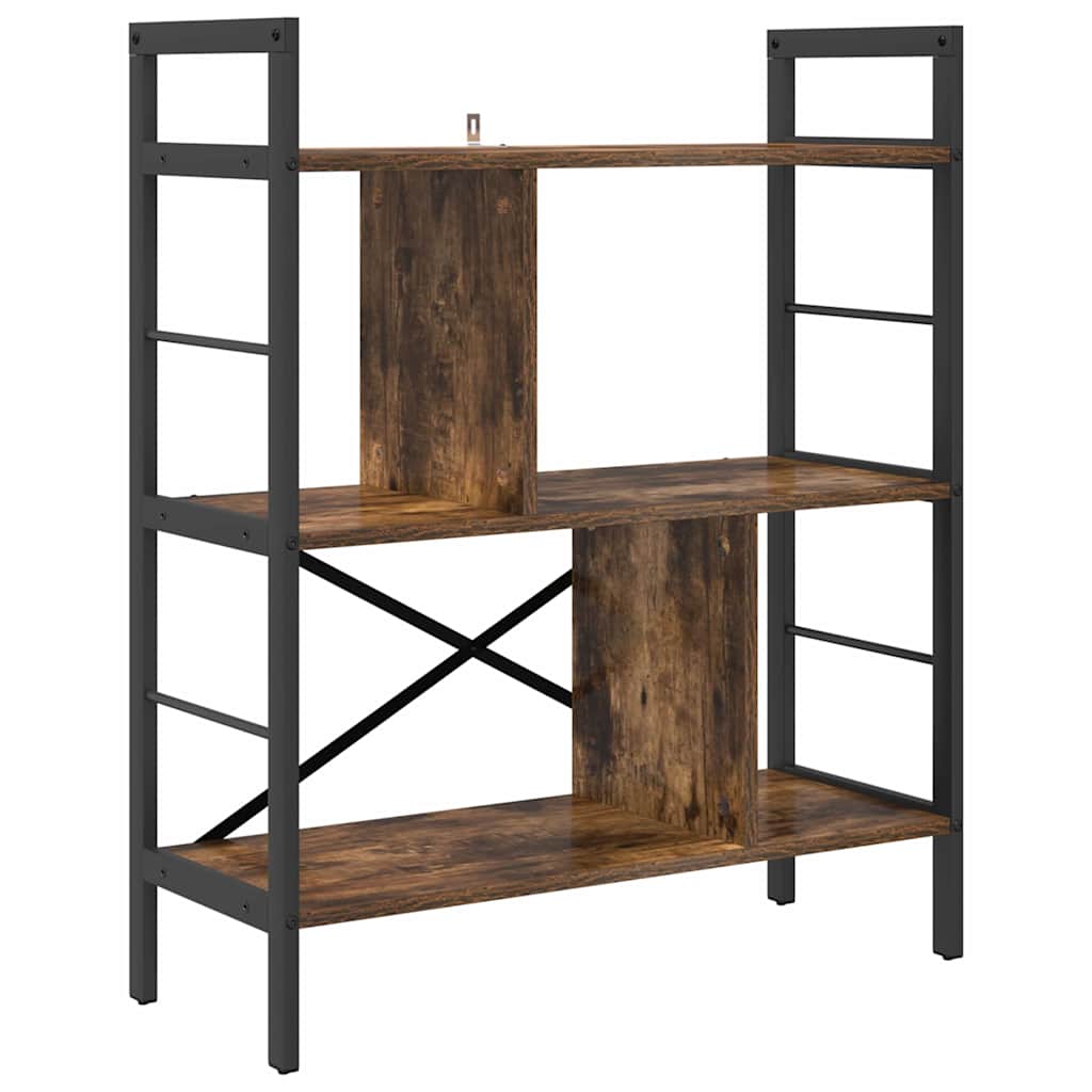 Könyvespolc 5 szintes 75 x 30 x 91 cm Szerelt Fa Füstölt tölgy