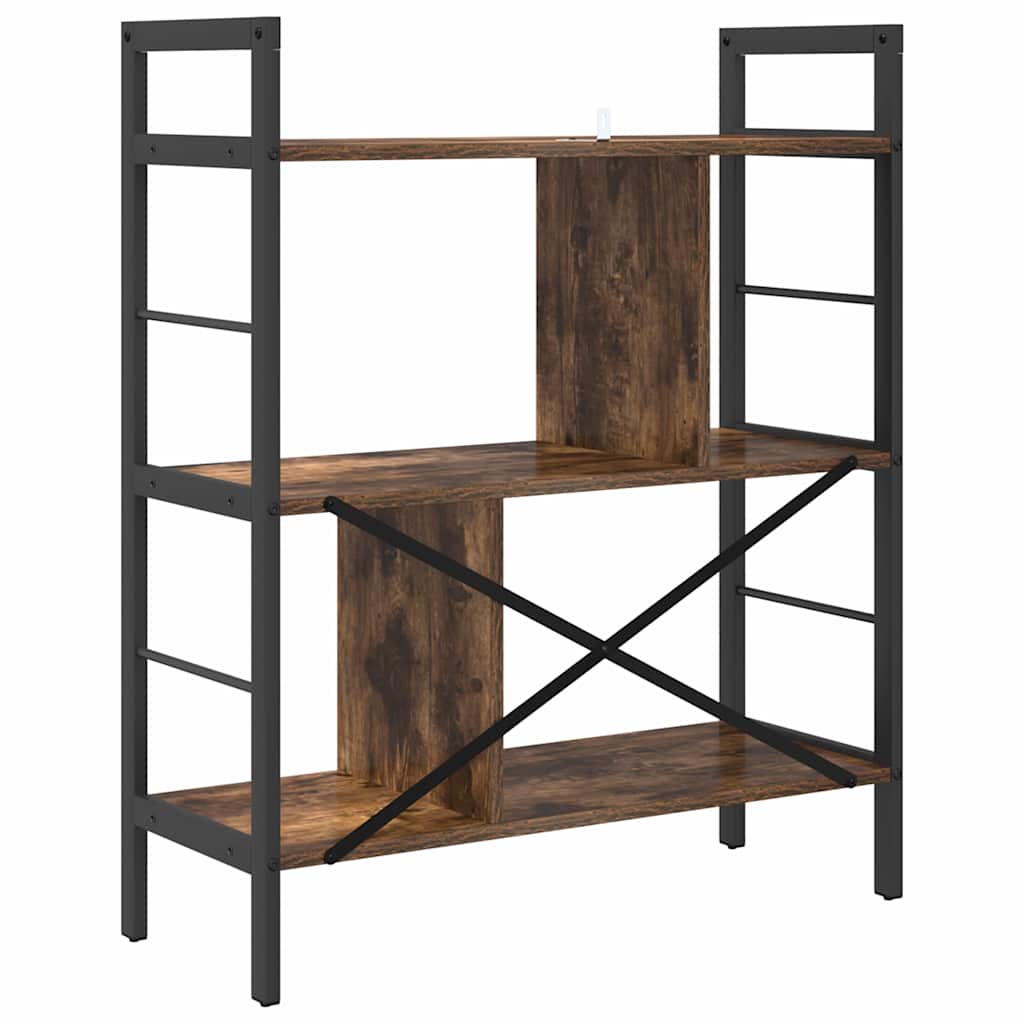 Könyvespolc 5 szintes 75 x 30 x 91 cm Szerelt Fa Füstölt tölgy