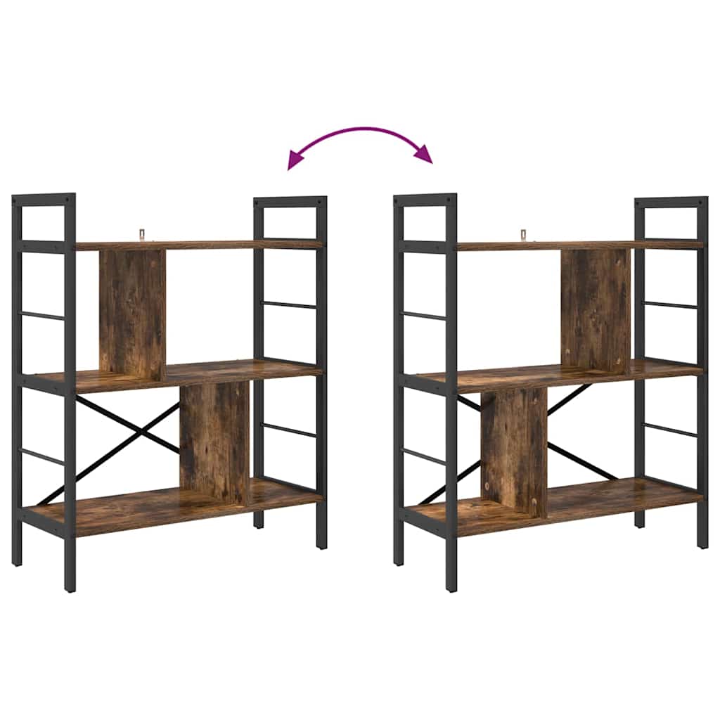 Könyvespolc 5 szintes 75 x 30 x 91 cm Szerelt Fa Füstölt tölgy