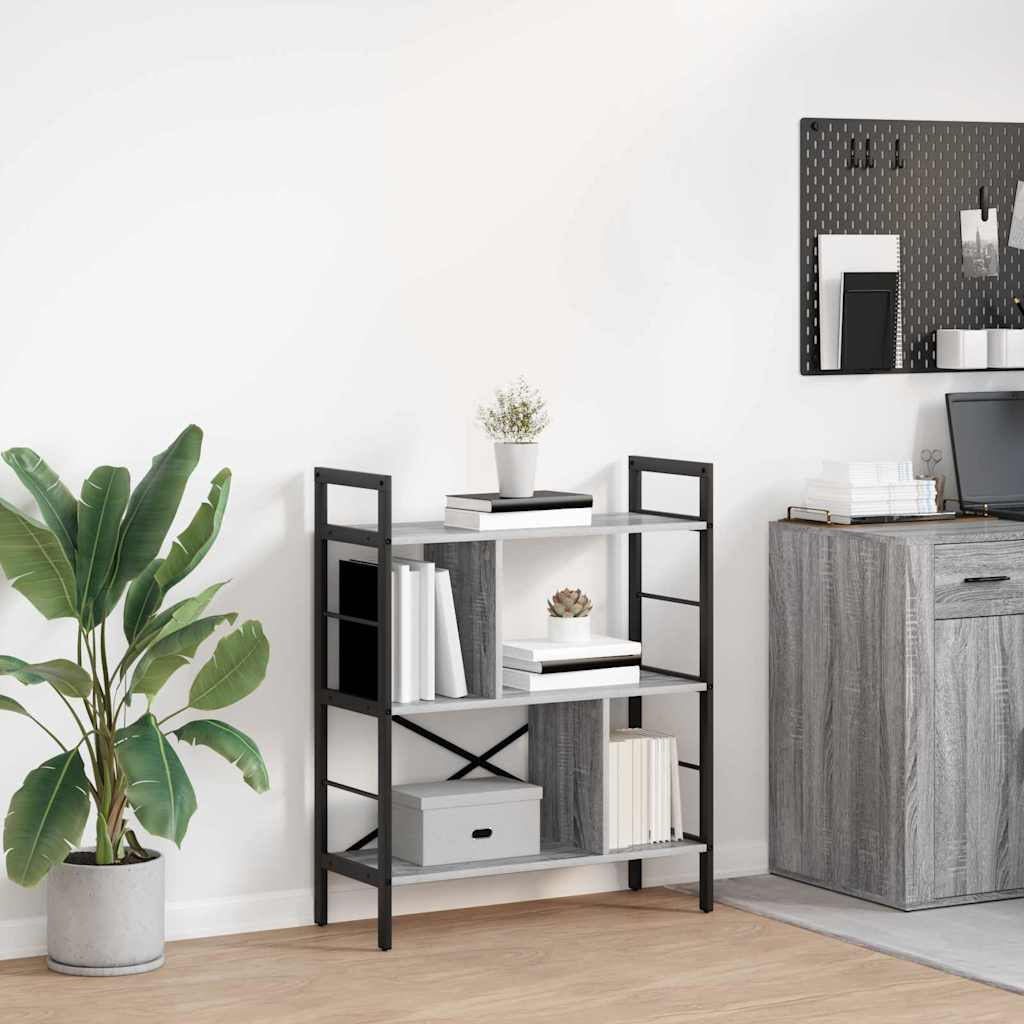 Könyvespolc 5 szintes 75 x 30 x 91 cm Szerelt Fa Szürke Sonoma