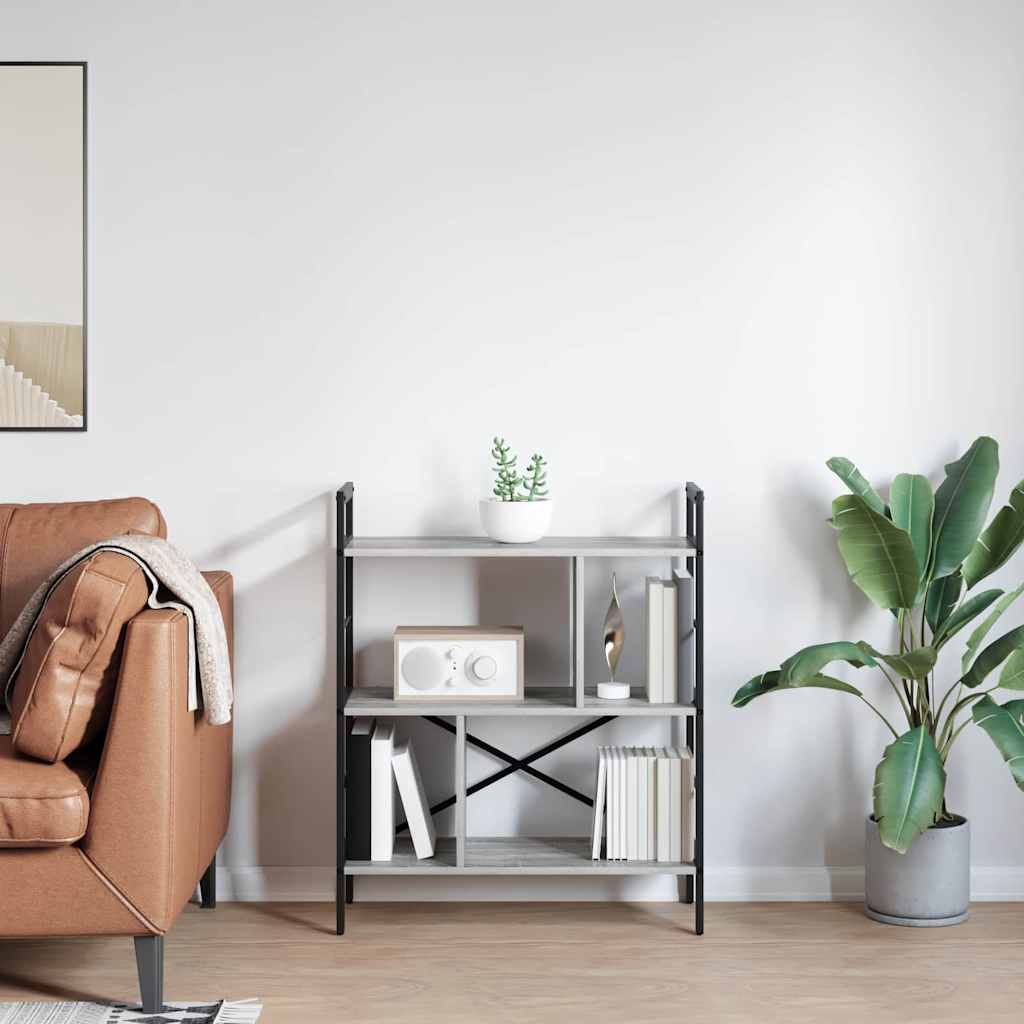 Könyvespolc 5 szintes 75 x 30 x 91 cm Szerelt Fa Szürke Sonoma