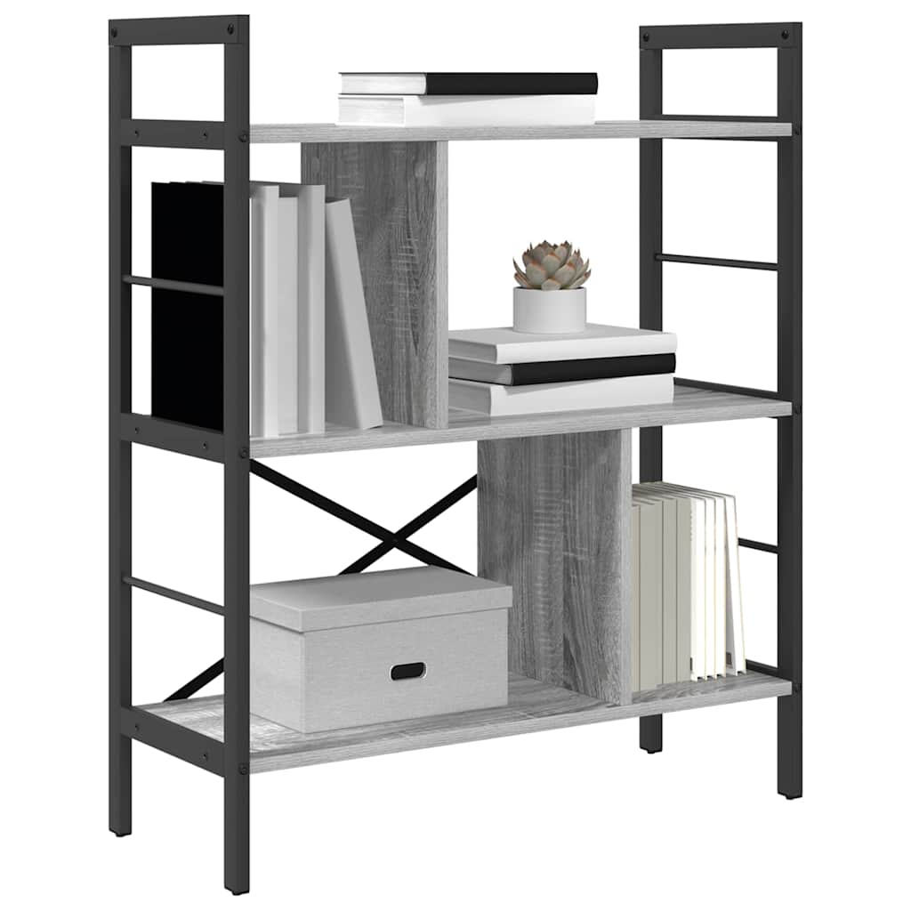 Könyvespolc 5 szintes 75 x 30 x 91 cm Szerelt Fa Szürke Sonoma